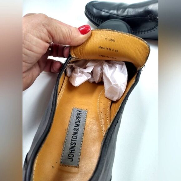 Johnson & Murphy Black Leather Loafers Shoes size 11 - Picture 15 of 16